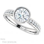 Round Cut Forever One Moissanite Engagement Ring #GTJ1067-round-fo-w