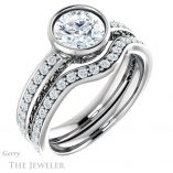 Round Cut Forever One Moissanite Engagement Ring #GTJ1067-round-fo-w