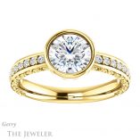 Round Cut Forever One Moissanite Engagement Ring #GTJ1067-round-fo-y 1 Round Cut Forever One Moissanite Engagement Ring #GTJ1067-round-fo-y