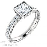 Princess Cut Forever One Moissanite Engagement Ring #GTJ1067-square-fo-w 4 Princess Cut Forever One Moissanite Engagement Ring #GTJ1067-square-fo-w