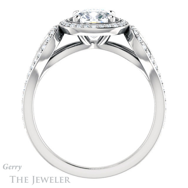 Cushion Cut Forever One Moissanite Engagement Ring #GTJ1068-cushion-fo-w | Gerry The Jeweler Cushion Cut Forever One Moissanite Engagement Ring #GTJ1068-cushion-fo-w