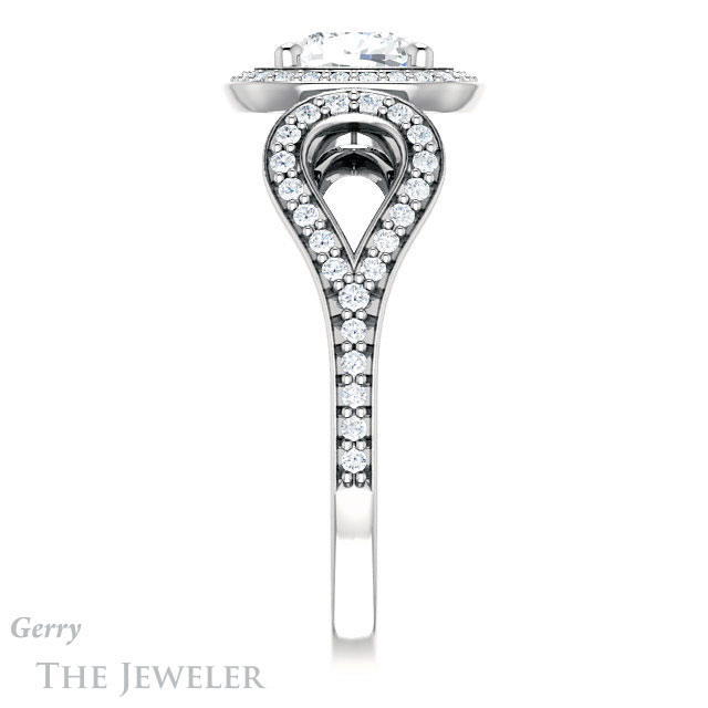 Cushion Cut Forever One Moissanite Engagement Ring #GTJ1068-cushion-fo-w | Gerry The Jeweler Cushion Cut Forever One Moissanite Engagement Ring #GTJ1068-cushion-fo-w