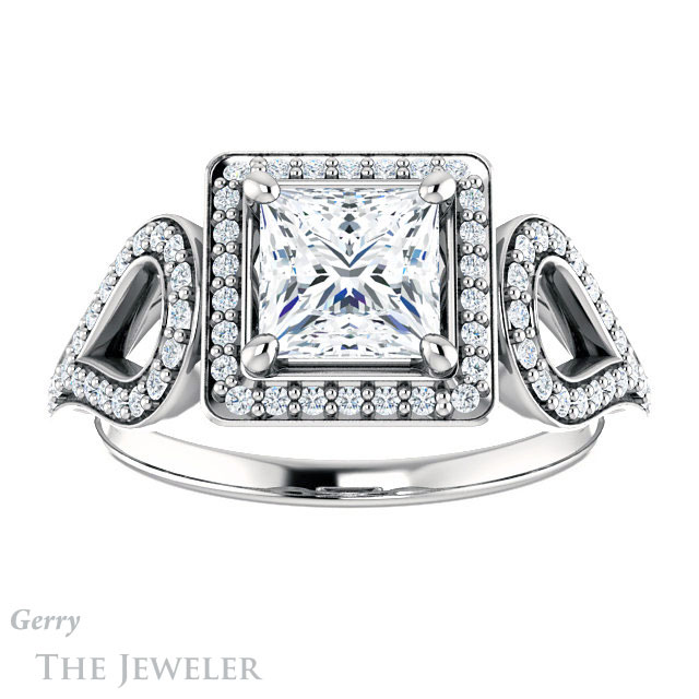Princess Cut Forever One Moissanite Engagement Ring #GTJ1068-square-fo-w | Gerry The Jeweler Princess Cut Forever One Moissanite Engagement Ring #GTJ1068-square-fo-w