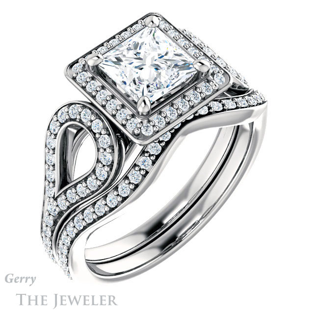 Princess Cut Forever One Moissanite Engagement Ring #GTJ1068-square-fo-w | Gerry The Jeweler Princess Cut Forever One Moissanite Engagement Ring #GTJ1068-square-fo-w