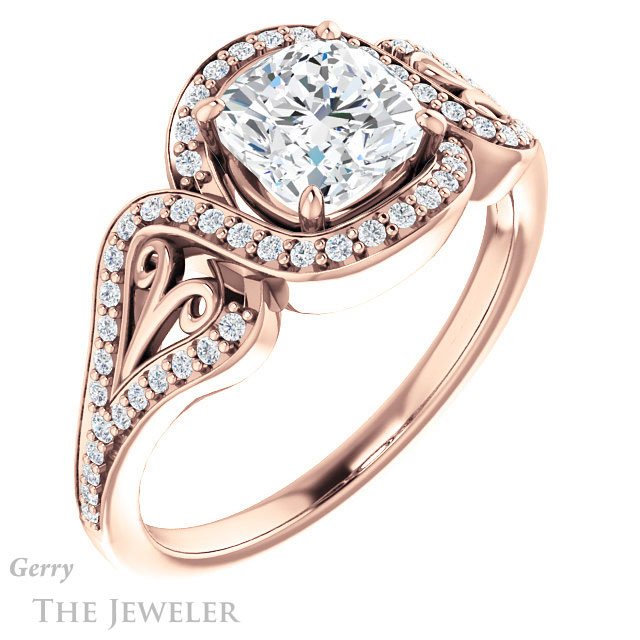 Cushion Cut Forever One Moissanite Engagement Ring #GTJ1069-cushion-fo-r