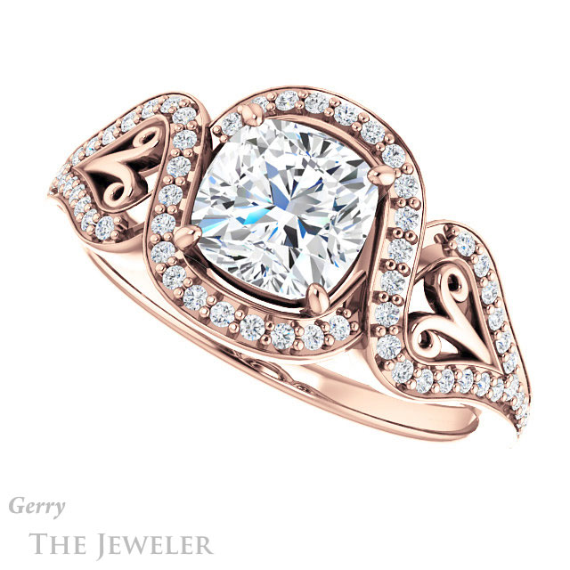 Cushion Cut Forever One Moissanite Engagement Ring #GTJ1069-cushion-fo-r