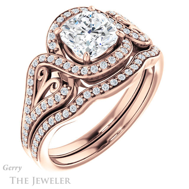 Cushion Cut Forever One Moissanite Engagement Ring #GTJ1069-cushion-fo-r