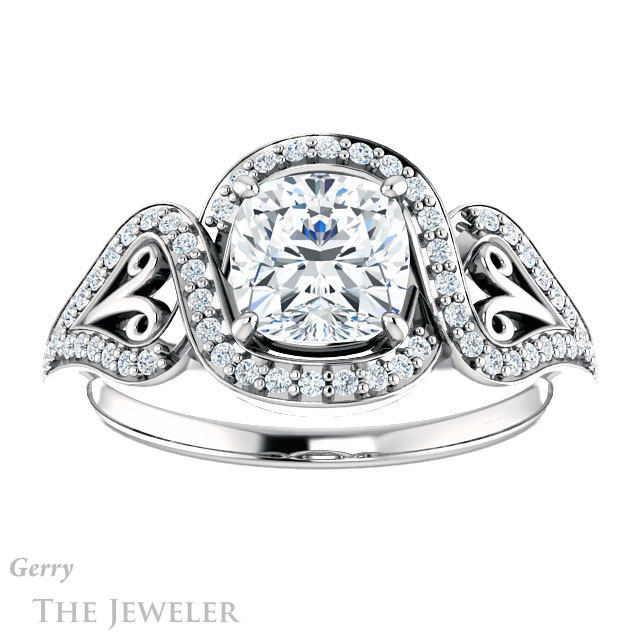 Cushion Cut Forever One Moissanite Engagement Ring #GTJ1069-cushion-fo-w