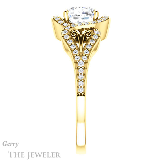 Cushion Cut Forever One Moissanite Engagement Ring #GTJ1069-cushion-fo-y