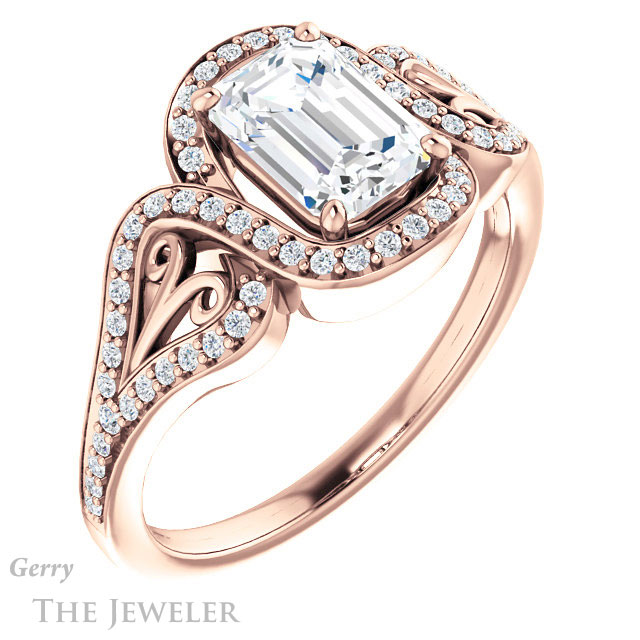 Emerald Cut Forever Brilliant Moissanite Engagement Ring #GTJ1069-emerald-fb-r