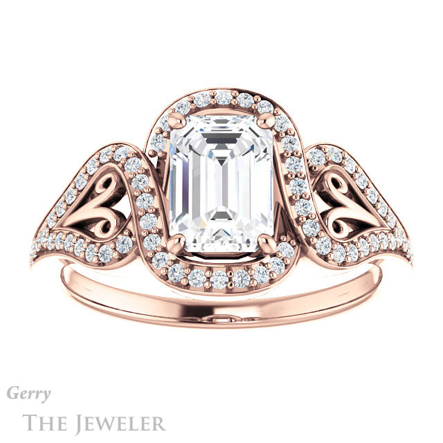 Emerald Cut Forever Brilliant Moissanite Engagement Ring #GTJ1069-emerald-fb-r