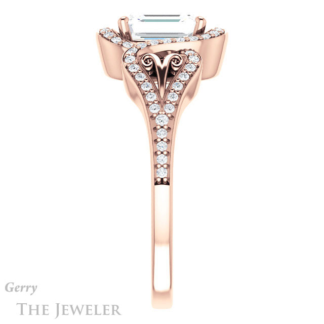Emerald Cut Forever Brilliant Moissanite Engagement Ring #GTJ1069-emerald-fb-r