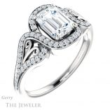 Emerald Cut Forever One Moissanite Engagement Ring #GTJ1069-emerald-fb-w 4 Emerald Cut Forever Brilliant Moissanite Engagement Ring #GTJ1069-emerald-fb-w
