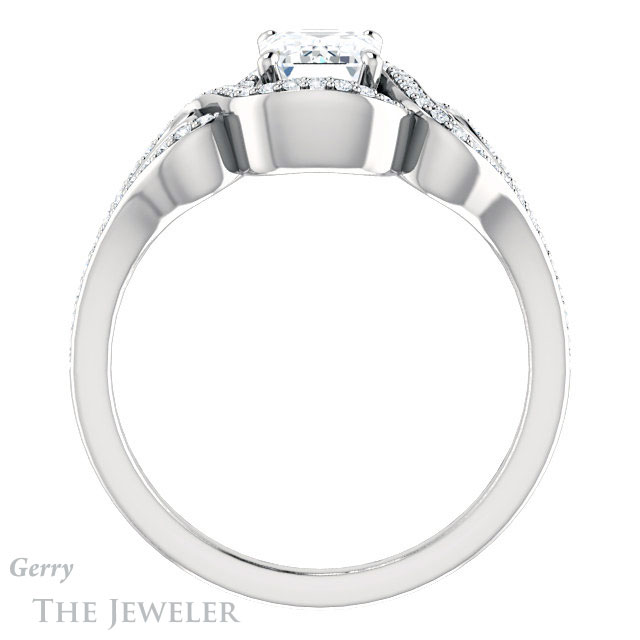 Emerald Cut Forever One Moissanite Engagement Ring #GTJ1069-emerald-fb-w 2 Emerald Cut Forever Brilliant Moissanite Engagement Ring #GTJ1069-emerald-fb-w