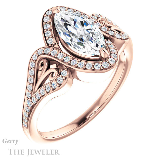 Marquise Cut Forever Brilliant Moissanite Engagement Ring #GTJ1069-marquise-fb-r