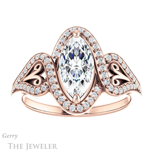Marquise Cut Forever Brilliant Moissanite Engagement Ring #GTJ1069-marquise-fb-r