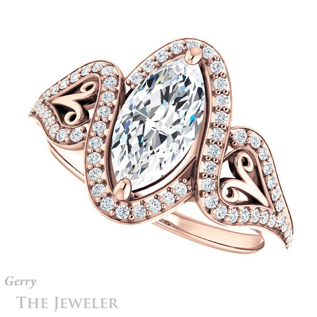 Marquise Cut Forever Brilliant Moissanite Engagement Ring #GTJ1069-marquise-fb-r