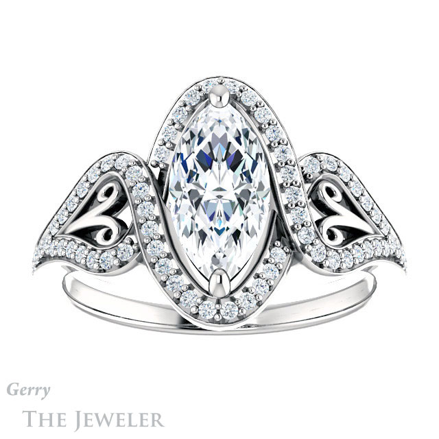 Marquise Cut Forever Brilliant Moissanite Engagement Ring #GTJ1069-marquise-fb-w