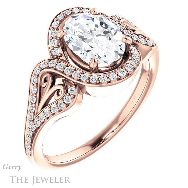 Oval Shaped Forever One Moissanite Engagement Ring #GTJ1069-oval-fo-r