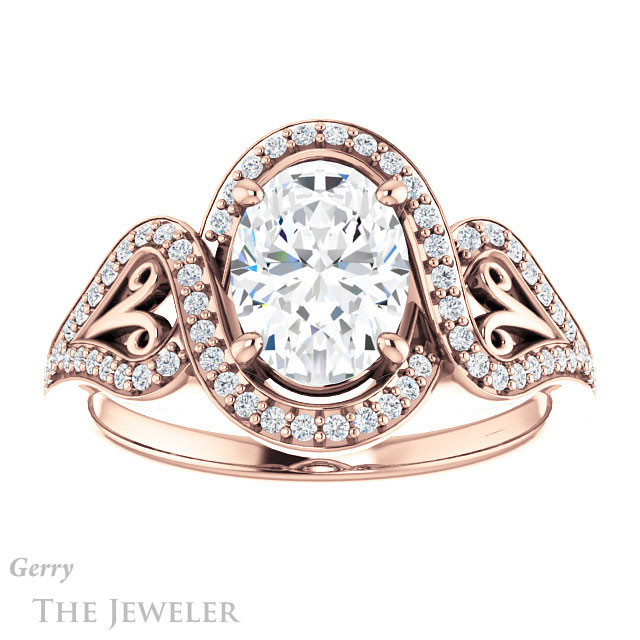 Oval Shaped Forever One Moissanite Engagement Ring #GTJ1069-oval-fo-r