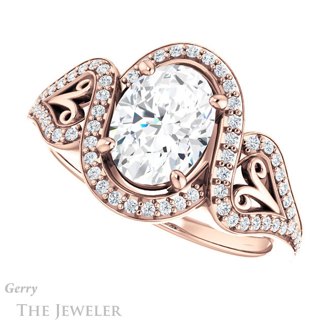 Oval Shaped Forever One Moissanite Engagement Ring #GTJ1069-oval-fo-r