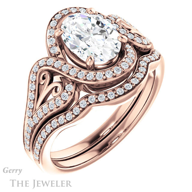 Oval Shaped Forever One Moissanite Engagement Ring #GTJ1069-oval-fo-r