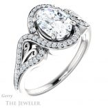 Oval Shaped Forever One Moissanite Engagement Ring #GTJ1069-oval-fo-w 4 Oval Shaped Forever One Moissanite Engagement Ring #GTJ1069-oval-fo-w