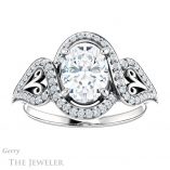 Oval Shaped Forever One Moissanite Engagement Ring #GTJ1069-oval-fo-w 1 Oval Shaped Forever One Moissanite Engagement Ring #GTJ1069-oval-fo-w