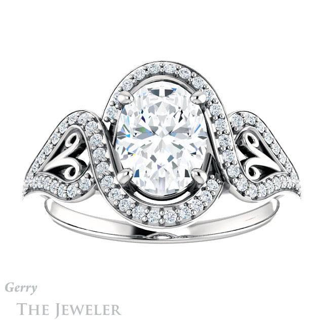 Oval Shaped Forever One Moissanite Engagement Ring #GTJ1069-oval-fo-w 1 Oval Shaped Forever One Moissanite Engagement Ring #GTJ1069-oval-fo-w