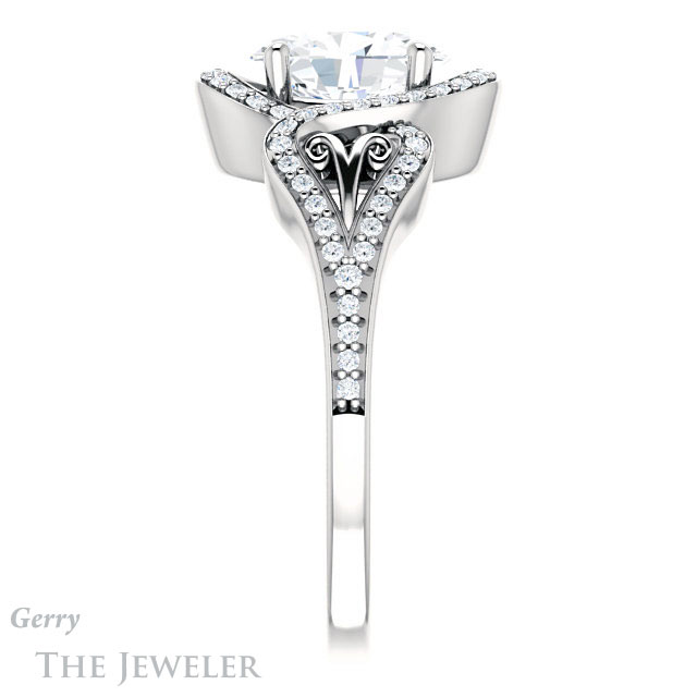 Oval Shaped Forever One Moissanite Engagement Ring #GTJ1069-oval-fo-w 3 Oval Shaped Forever One Moissanite Engagement Ring #GTJ1069-oval-fo-w
