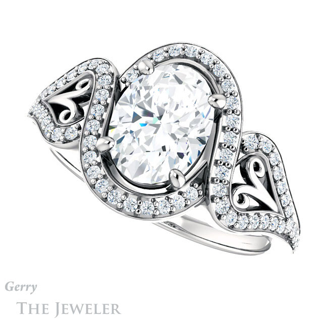 Oval Shaped Forever One Moissanite Engagement Ring #GTJ1069-oval-fo-w 5 Oval Shaped Forever One Moissanite Engagement Ring #GTJ1069-oval-fo-w