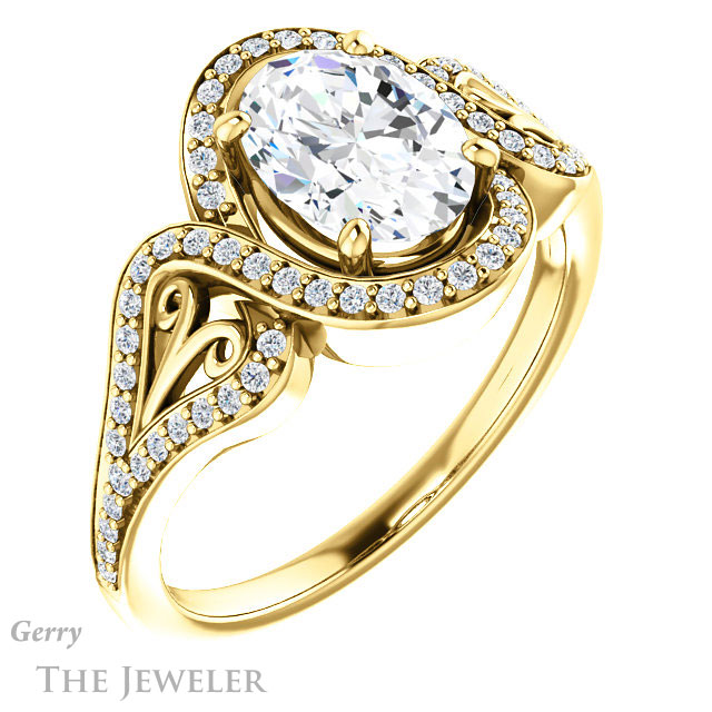 Oval Shaped Forever One Moissanite Engagement Ring #GTJ1069-oval-fo-y 4 Oval Shaped Forever One Moissanite Engagement Ring #GTJ1069-oval-fo-y