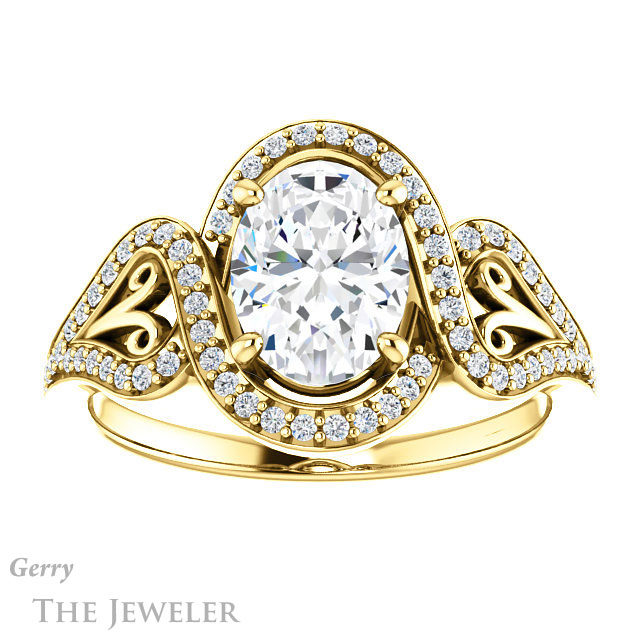 Oval Shaped Forever One Moissanite Engagement Ring #GTJ1069-oval-fo-y 1 Oval Shaped Forever One Moissanite Engagement Ring #GTJ1069-oval-fo-y