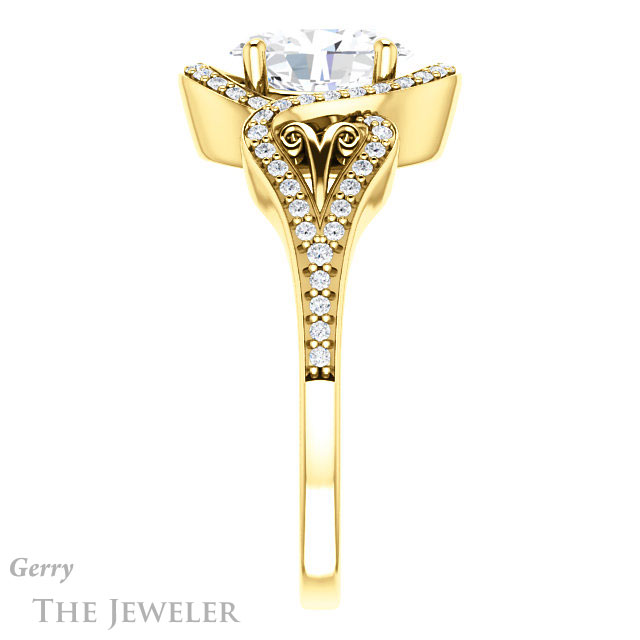 Oval Shaped Forever One Moissanite Engagement Ring #GTJ1069-oval-fo-y 3 Oval Shaped Forever One Moissanite Engagement Ring #GTJ1069-oval-fo-y