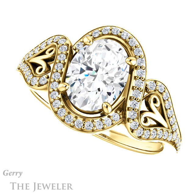Oval Shaped Forever One Moissanite Engagement Ring #GTJ1069-oval-fo-y 5 Oval Shaped Forever One Moissanite Engagement Ring #GTJ1069-oval-fo-y
