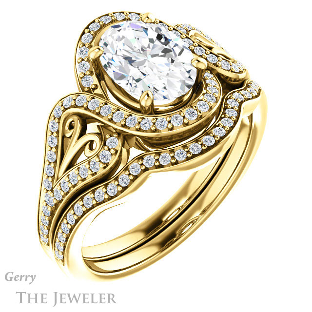 Oval Shaped Forever One Moissanite Engagement Ring #GTJ1069-oval-fo-y 6 Oval Shaped Forever One Moissanite Engagement Ring #GTJ1069-oval-fo-y