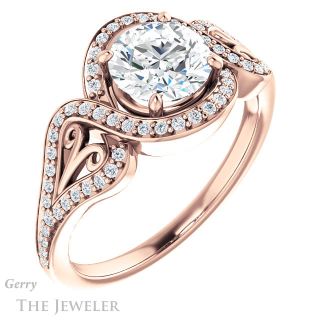 Round Cut Forever One Moissanite Engagement Ring #GTJ1069-round-fo-r