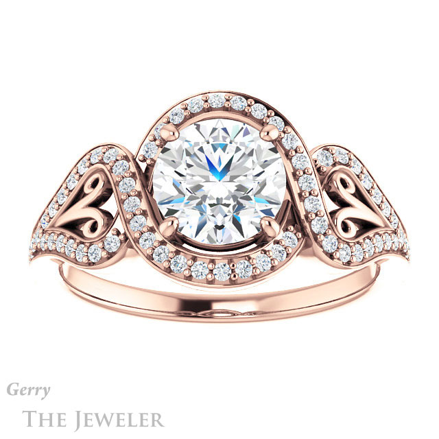 Round Cut Forever One Moissanite Engagement Ring #GTJ1069-round-fo-r
