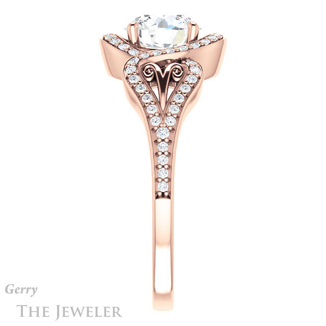 Round Cut Forever One Moissanite Engagement Ring #GTJ1069-round-fo-r