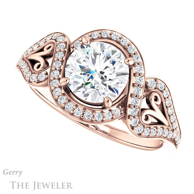 Round Cut Forever One Moissanite Engagement Ring #GTJ1069-round-fo-r