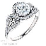 Round Cut Forever One Moissanite Engagement Ring #GTJ1069-round-fo-w
