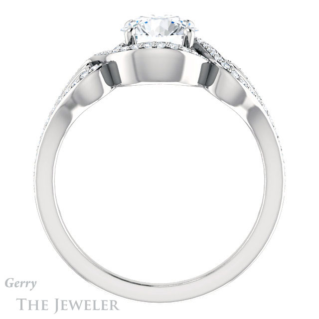 Round Cut Forever One Moissanite Engagement Ring #GTJ1069-round-fo-w