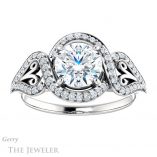 Round Cut Forever One Moissanite Engagement Ring #GTJ1069-round-fo-w