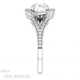 Round Cut Forever One Moissanite Engagement Ring #GTJ1069-round-fo-w
