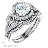 Round Cut Forever One Moissanite Engagement Ring #GTJ1069-round-fo-w