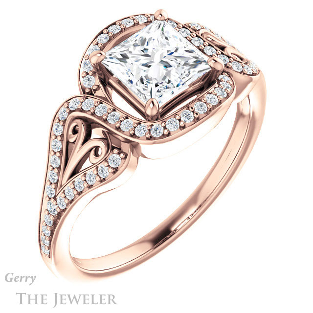 Princess Cut Forever One Moissanite Engagement Ring #GTJ1069-square-fo-r 4 Princess Cut Forever One Moissanite Engagement Ring #GTJ1069-square-fo-r