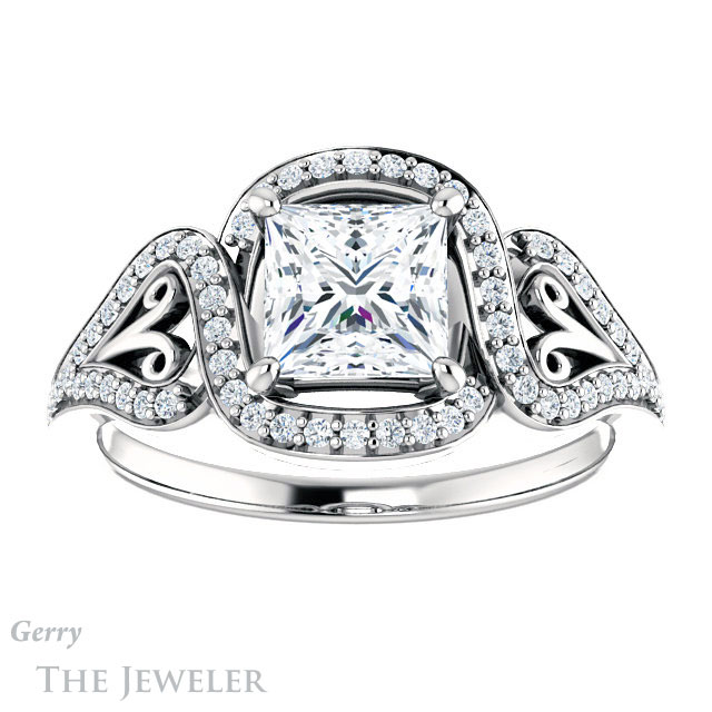 Princess Cut Forever One Moissanite Engagement Ring #GTJ1069-square-fo-w