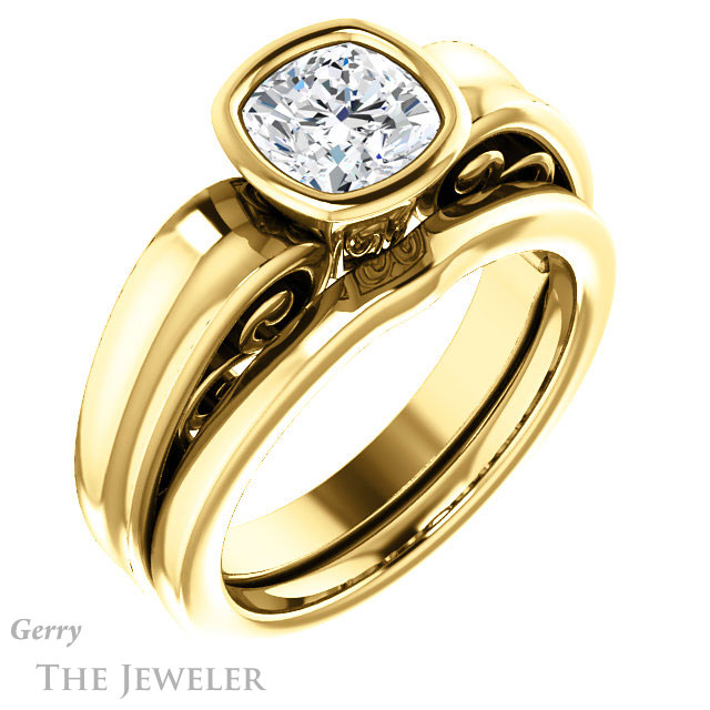 Cushion Cut Forever One Moissanite Engagement Ring #GTJ1070-cushion-fo-y 6 Cushion Cut Forever One Moissanite Engagement Ring #GTJ1070-cushion-fo-y