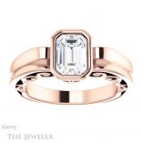 Emerald Cut Forever One Moissanite Engagement Ring #GTJ1070-emerald-fb-r 1 Emerald Cut Forever Brilliant Moissanite Engagement Ring #GTJ1070-emerald-fb-r