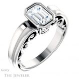 Emerald Cut Forever Brilliant Moissanite Engagement Ring #GTJ1070-emerald-fb-w